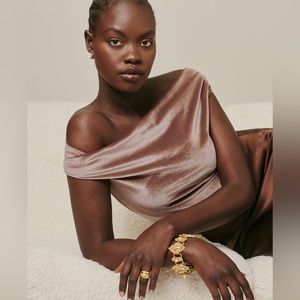 Reformation Cello Knit Top in Chocolate Velvet size S